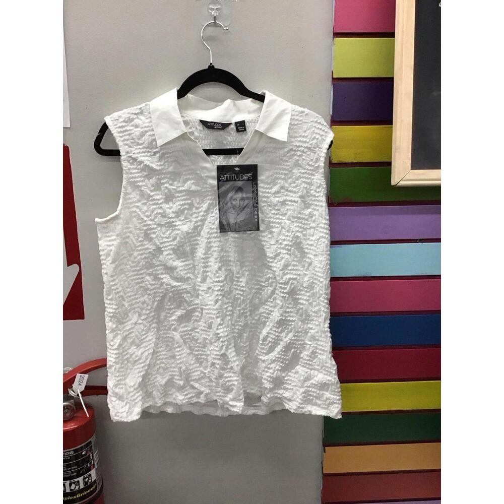 Attitudes by Renee textured knit sleeveless tank large white new from qvc